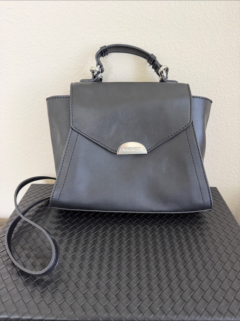 Nine West Black Top-Handle Satchel with Removable Strap